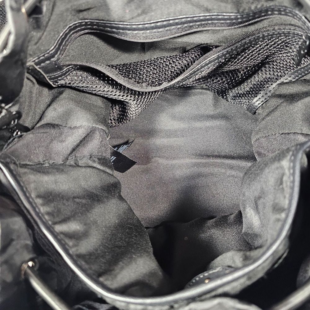 Bebe Sport Convertible Bucket Shoulder Bag Drawstring Zippered Camo Black Womens - Picture 11 of 16